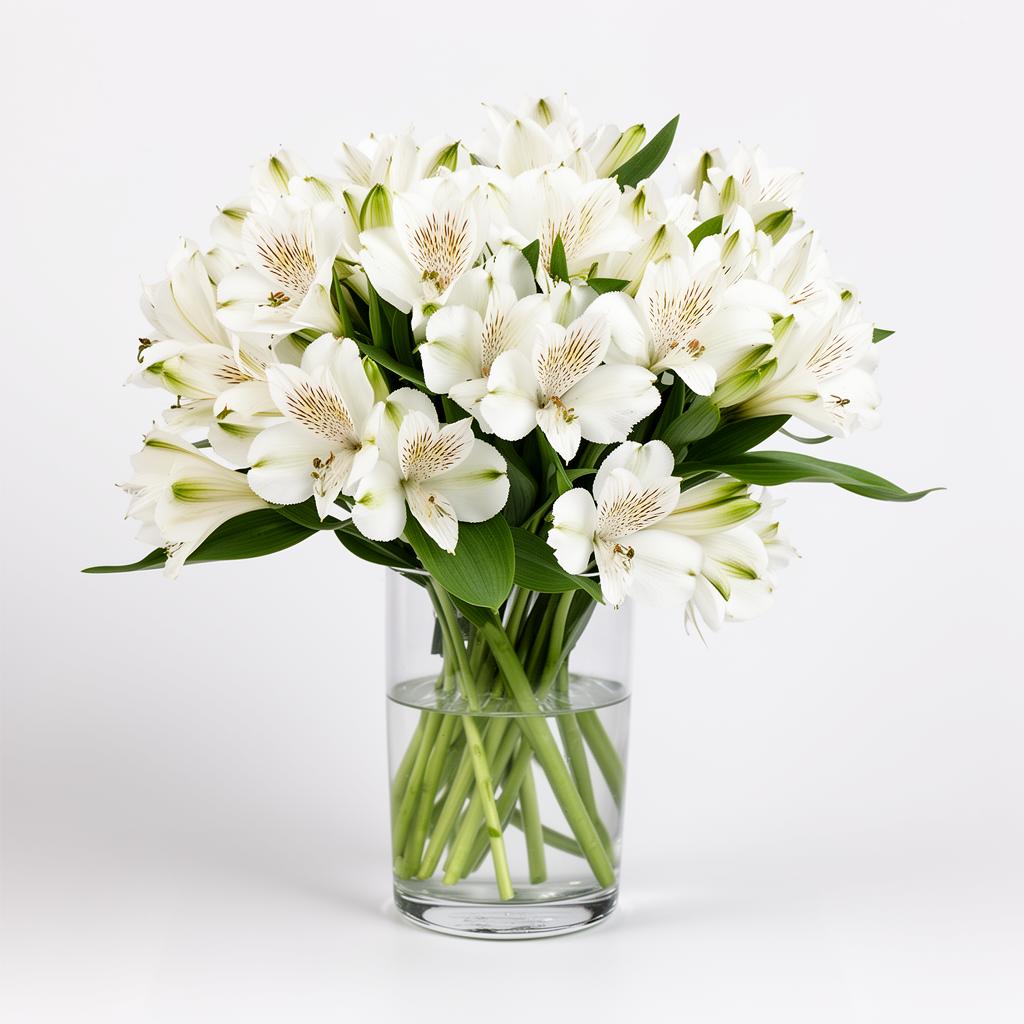 Astromélias Brancas no Vaso de Vidro