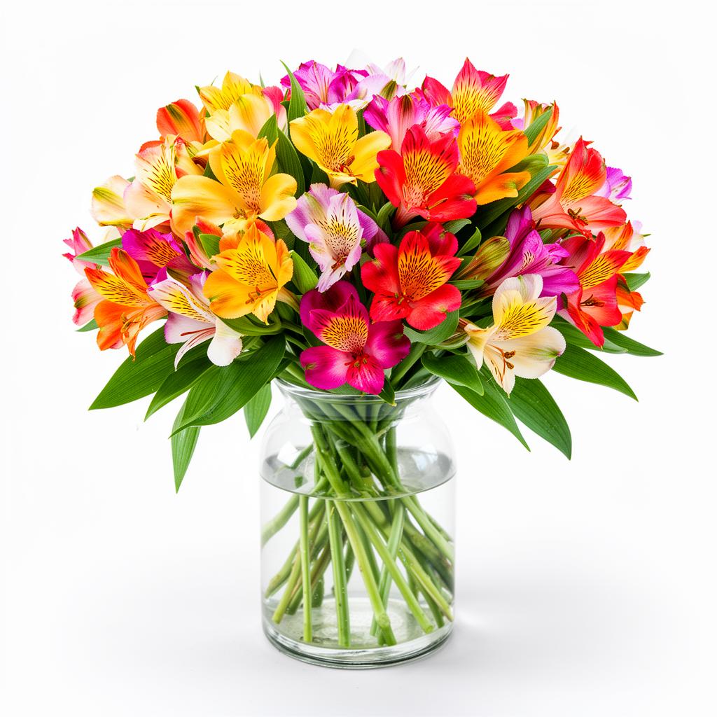 Astromélias Coloridas no Vaso de Vidro
